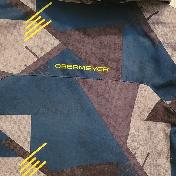 Obermeyer Kids Abstract Navy and Yellow Puffer Jacket - Picture 5 of 6